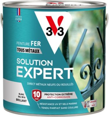 Peinture fer extérieur blanc RAL 9016 brillant V33 Solution Expert 2 L