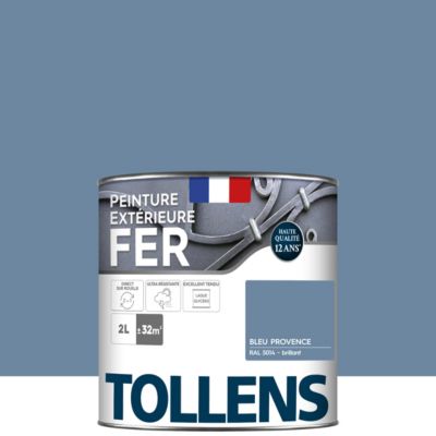 Peinture fer extérieur bleu provence RAL 5014 brillant Tollens 2 L