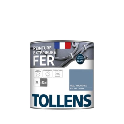 Peinture fer extérieur bleu provence RAL 5014 brillant Tollens 2 L