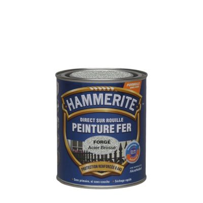 Peinture fer extérieur direct sur rouille acier brossé effet forgé Hammerite 0.75 L