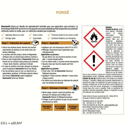 Peinture fer extérieur direct sur rouille acier brossé effet forgé Hammerite 0.75 L