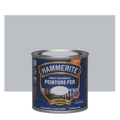 Peinture fer extérieur direct sur rouille argent brillant Hammerite 250 ml
