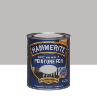 Peinture fer extérieur direct sur rouille argenté brillant Hammerite 0.75 L