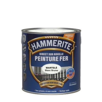 Peinture fer extérieur direct sur rouille blanc brume martelé Hammerite 2.5 L