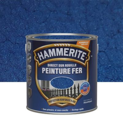Peinture fer extérieur direct sur rouille bleu nuit martelé Hammerite 2.5 L