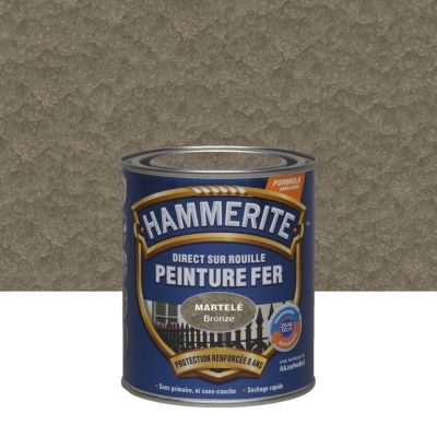 Peinture fer extérieur direct sur rouille bronze martelé Hammerite 0.75 L