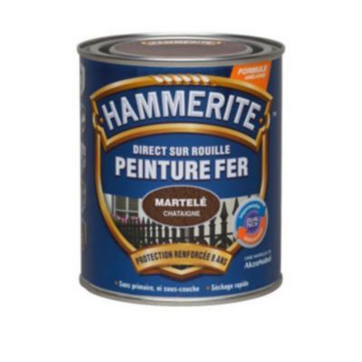 Peinture fer extérieur direct sur rouille châtaigne martelé Hammerite 0.75 L