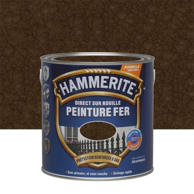 Peinture fer extérieur direct sur rouille châtaigne martelé Hammerite 2.5 L