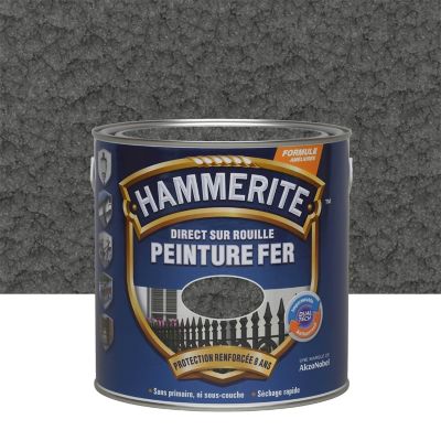 Peinture fer extérieur direct sur rouille gris ardoise martelé Hammerite 2.5 L