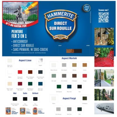 Peinture fer extérieur direct sur rouille noir brillant Hammerite 2.5 L