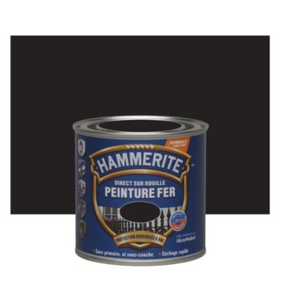 Peinture fer extérieur direct sur rouille noir brillant Hammerite 250 ml