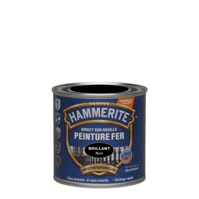 Peinture fer extérieur direct sur rouille noir brillant Hammerite 250 ml
