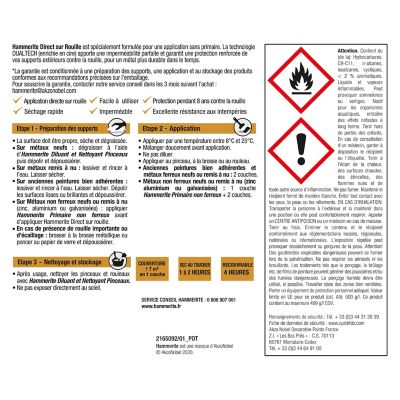 Peinture fer extérieur direct sur rouille noir martelé Hammerite 0.75 L