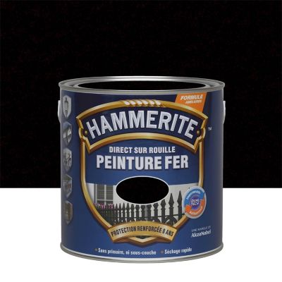 Peinture fer extérieur direct sur rouille noir martelé Hammerite 2.5 L