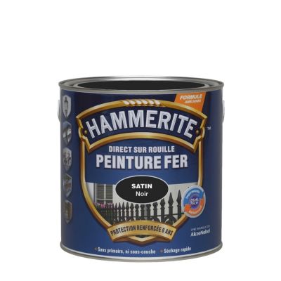 Peinture fer extérieur direct sur rouille noir satin Hammerite 2.5 L