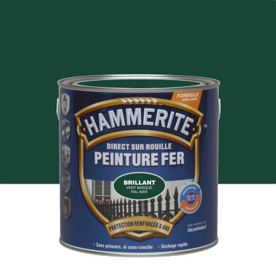 Peinture fer extérieur direct sur rouille vert basque RAL 6005 brillant Hammerite 2.5 L