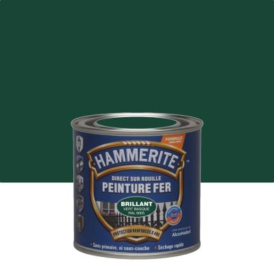 Peinture fer extérieur direct sur rouille vert basque RAL 6005 brillant Hammerite 250 ml