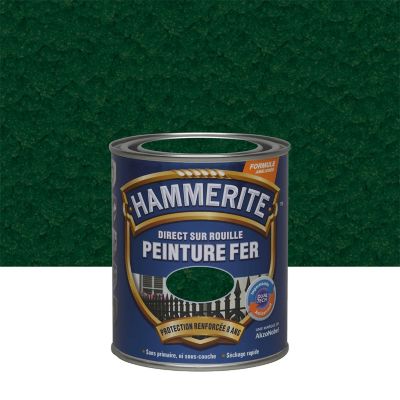 Peinture fer extérieur direct sur rouille vert épicéa martelé Hammerite 0.75 L