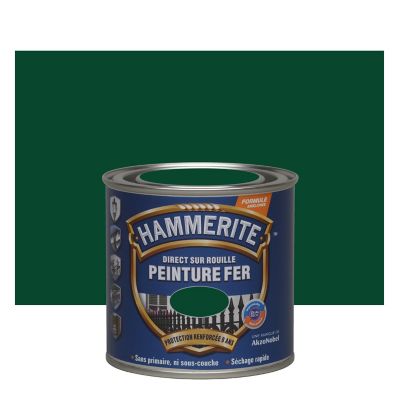Peinture fer extérieur direct sur rouille vert épicéa martelé Hammerite 250 ml