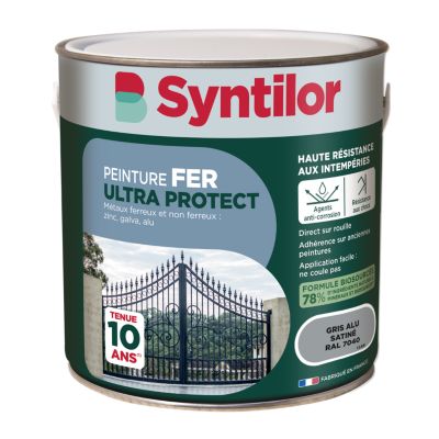 Peinture fer extérieur gris aluminium RAL 7040 satin Syntilor Ultra Protect 2 L