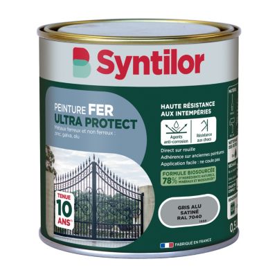 Peinture fer extérieur gris aluminium RAL 7040satin Syntilor Ultra Protect 0.5 L