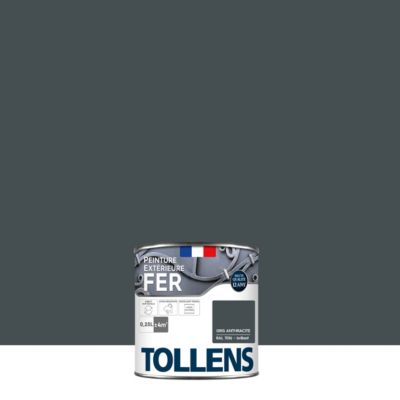 Peinture fer extérieur gris anthracite brillant RAL 7016 Tollens 250 ml