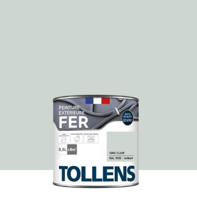 Peinture fer extérieur gris clair RAL 7035 brillant Tollens 0.5 L