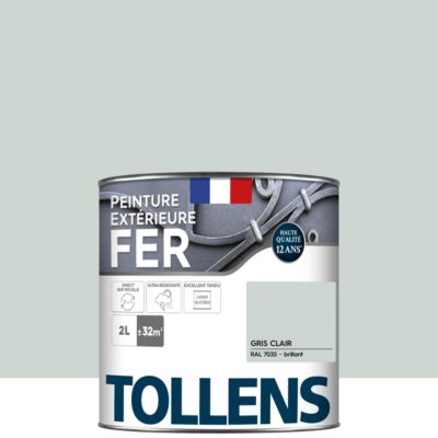 Peinture fer extérieur gris clair RAL 7035 brillant Tollens 2 L