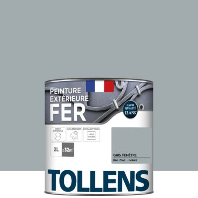 Peinture fer extérieur gris fenêtre RAL 7040 brillant Tollens 2 L
