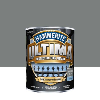 Peinture fer extérieur gris moyen brillant Hammerite Ultima 2.5 L
