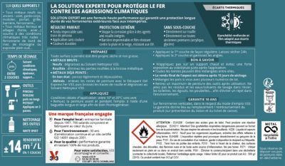 Peinture fer extérieur noir RAL 9005 brillant V33 Solution Expert 2 L