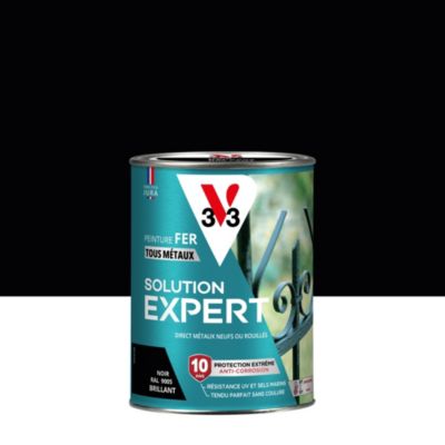 Peinture fer extérieur noir RAL 9005 brillant V33 Solution Expert 250 ml