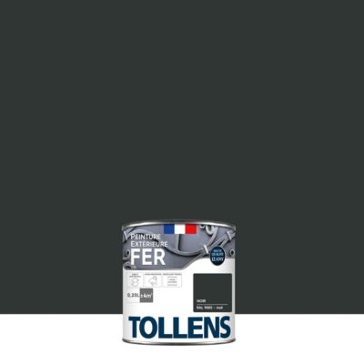 Peinture fer extérieur noir RAL 9005 mat Tollens 250 ml