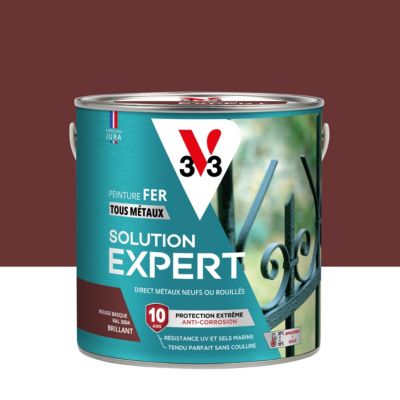 Peinture fer extérieur rouge basque RAL 3004 brillant V33 Solution Expert 2 L