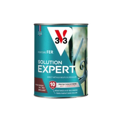 Peinture fer extérieur rouge basque RAL 3004 brillant V33 Solution Expert 250 ml