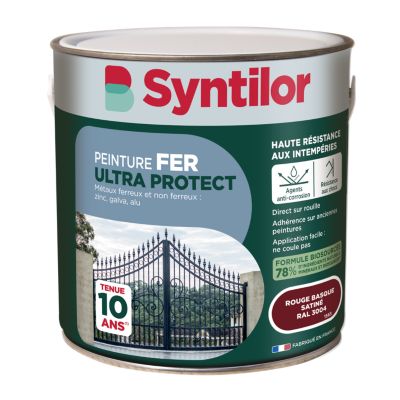 Peinture fer extérieur rouge basque RAL 3004 satin Syntilor Ultra Protect 2 L