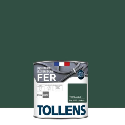 Peinture fer extérieur vert basque RAL 6005 brillant Tollens 0.5 L