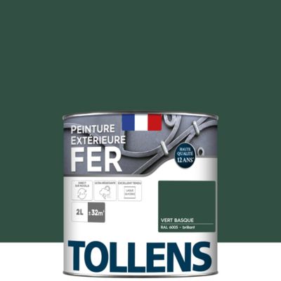 Peinture fer extérieur vert basque RAL 6005 brillant Tollens 2 L