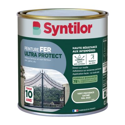 Peinture fer extérieur vert provence RAL 6021 satin Syntilor Ultra Protect 2.5 L