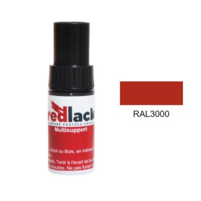 Peinture flacon retouche Rouge feu RAL 3000 Mat multisupport Redlack