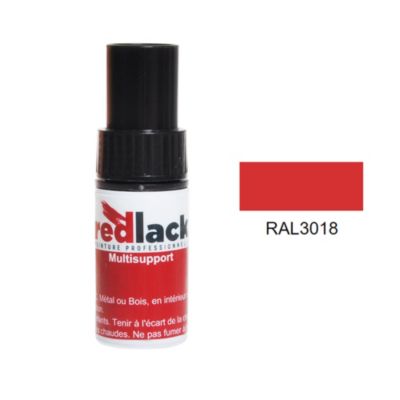 Peinture flacon retouche Rouge fraise RAL 3018 Satiné multisupport Redlack