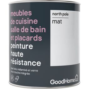 Peinture haute résistance meubles de cuisine salle de bain et placards GoodHome blanc North Pole mat 0,75L