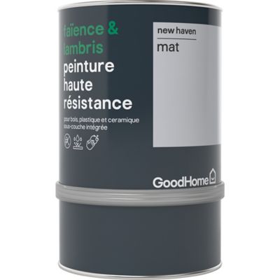 Peinture haute résistance carrelage mural et lambris GoodHome gris New Haven mat 0,75L