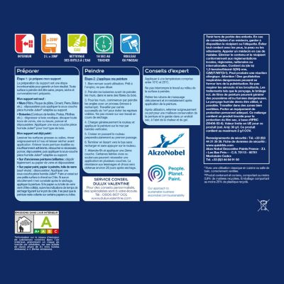 Peinture haute résistance Crème de couleur cuisine et bain Dulux Valentine bleu acapulco satin 0,75L