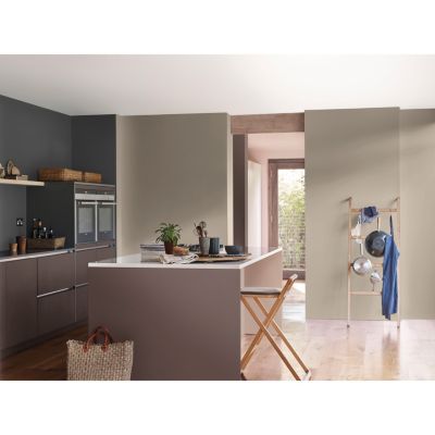 Peinture haute résistance Crème de couleur cuisine et bain Dulux Valentine grain de sable satin 2L