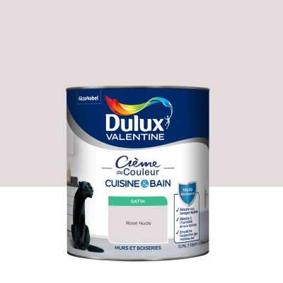 Peinture haute résistance Crème de couleur cuisine et bain Dulux Valentine rose nude satin 0,75L