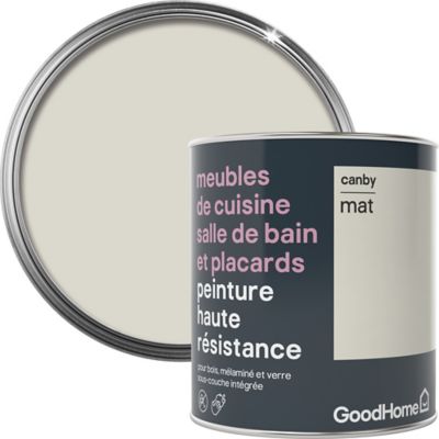 Peinture haute résistance meubles de cuisine salle de bain et placards GoodHome blanc Canby mat 0,75L