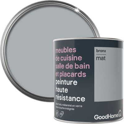 Peinture haute résistance meubles de cuisine salle de bain et placards GoodHome gris Bronx mat 0,75L