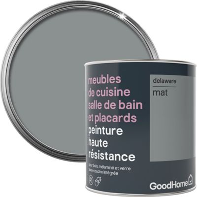 Peinture haute résistance meubles de cuisine salle de bain et placards GoodHome gris Delaware mat 0,75L