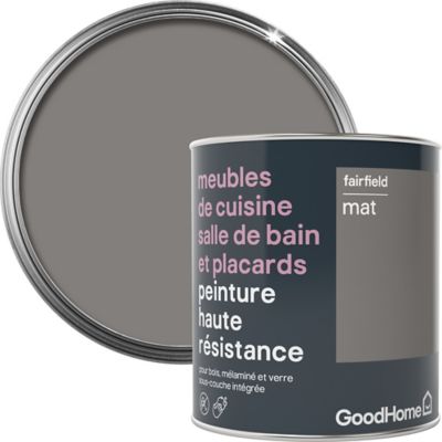 Peinture haute résistance meubles de cuisine salle de bain et placards GoodHome gris Fairfield mat 0,75L